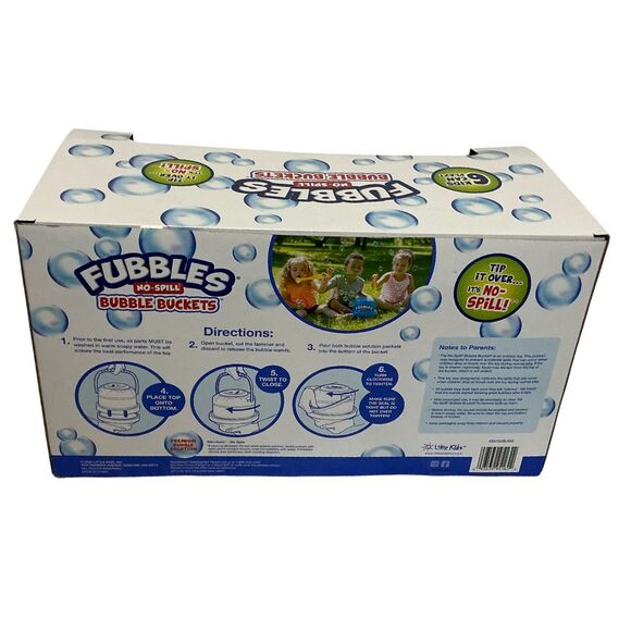 Fubbles 2 No-Spill Bubble Buckets 6 Wands 16oz Premium Solution Non-Toxic No Dye - Picture 4 of 8